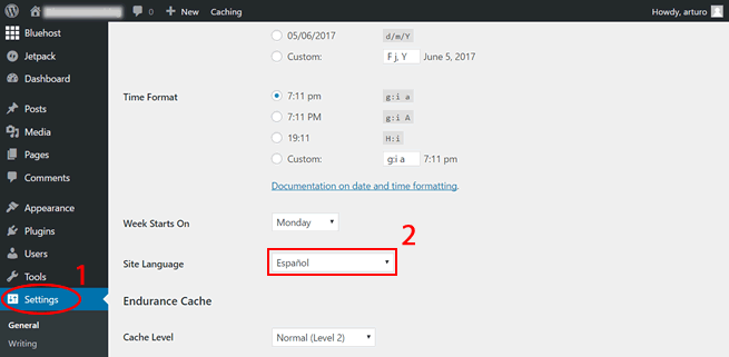 cambiar idioma