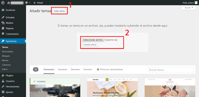 subir tema