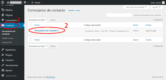 configurar contact form