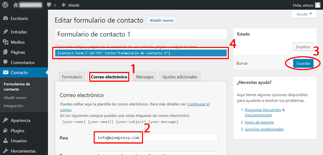 correo contact form