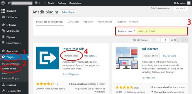 instalar plugin Insert Post Ads